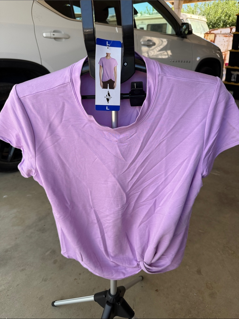 Skechers Lavender Front-Knot Short Sleeve Tee